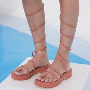 NWT Cult Gaia Alba Platform Gladiator Sandal Leather in Jasper Size 36